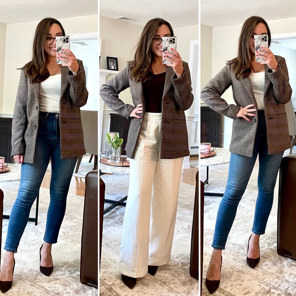 Abercrombie & Fitch Gray and Brown Women's Blazer